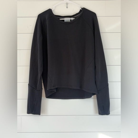 Athleta Idyllwild Long Sleeve Crewneck Sweatshirt Black Size L - Picture 2 of 7